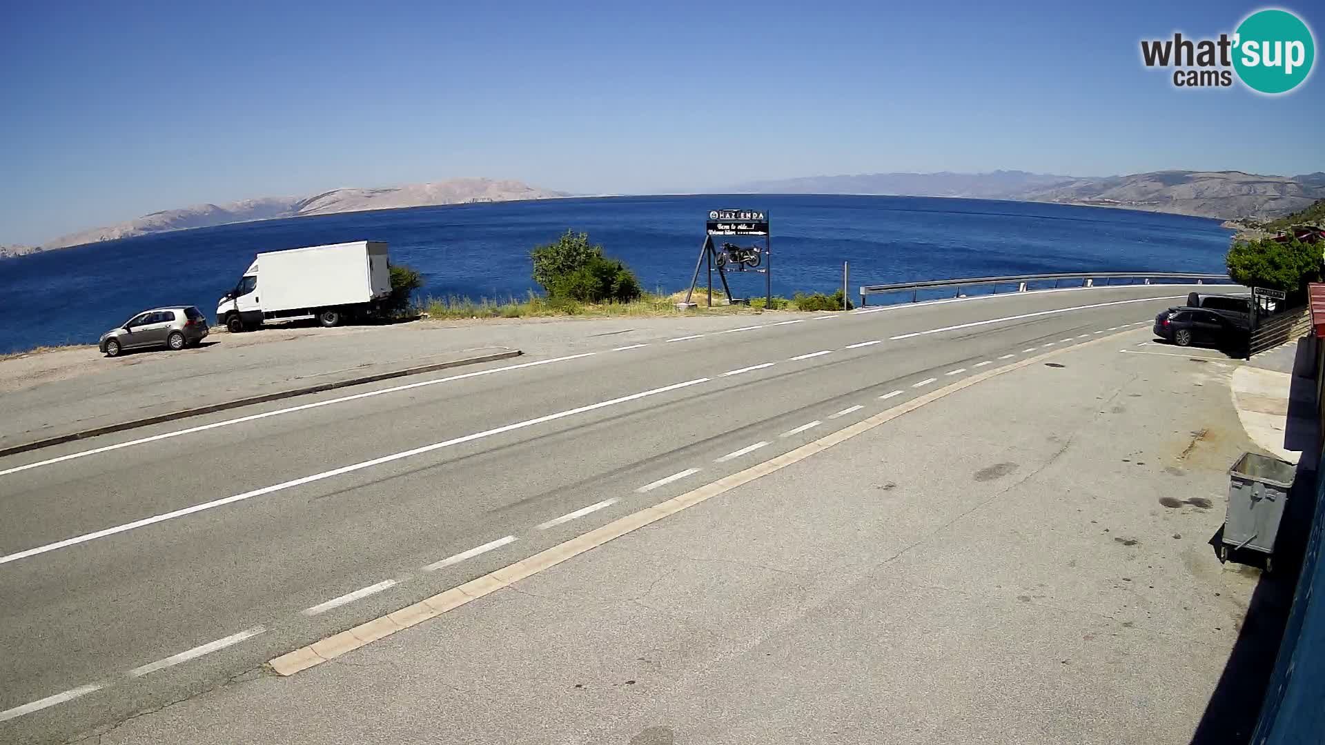 Webcam Adriatic highway D8 near SENJ – view to KRK island