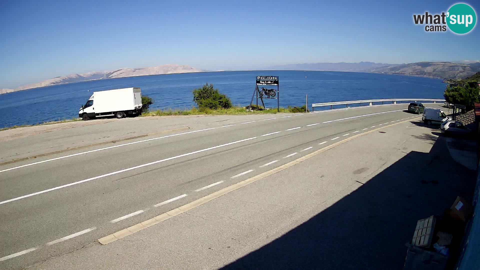 Webcam Adriatic highway D8 near SENJ – view to KRK island