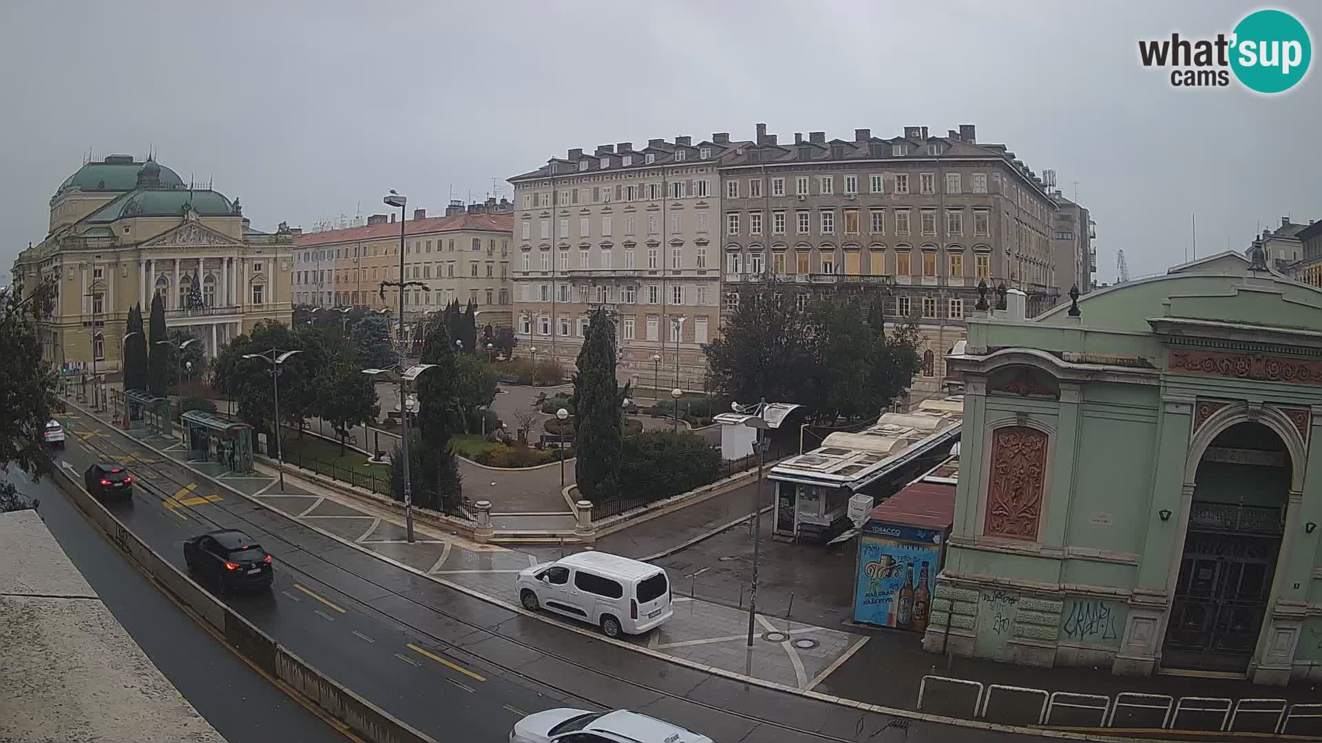 Webcam Rijeka – Park et Théâtre national croate Ivan pl. Zajc