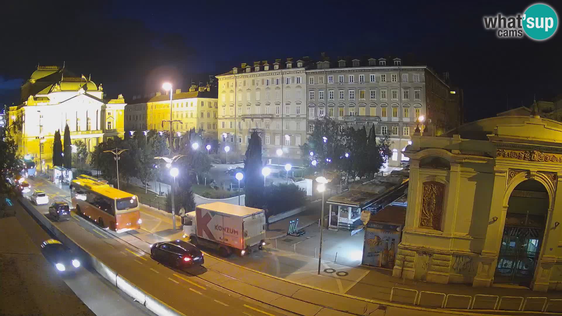 Webcam Rijeka – Park et Théâtre national croate Ivan pl. Zajc