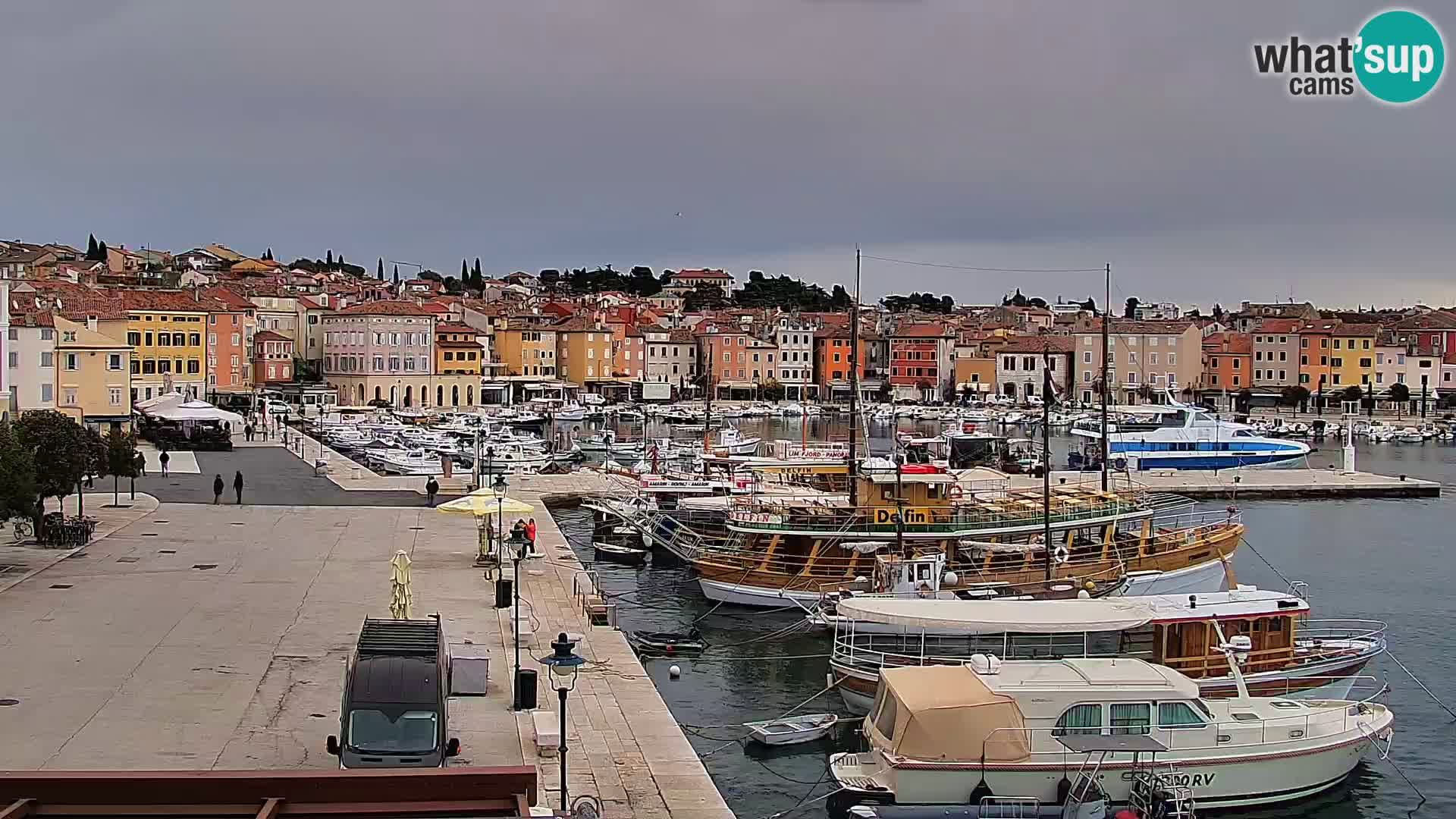 Promenade und marina in Rovinj webcam – Istrien – Kroatien