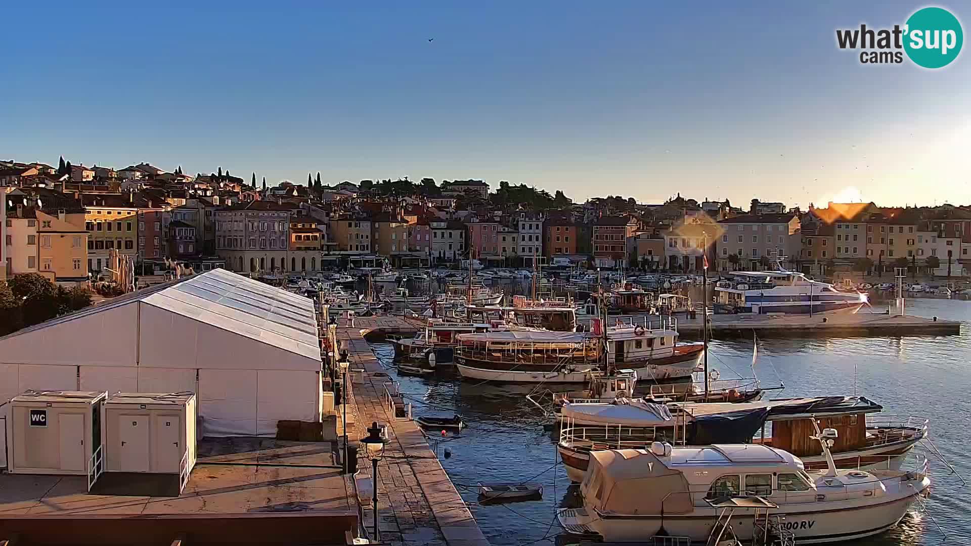 Seaside promenade and marina in Rovinj webcam – Istria – Croatia