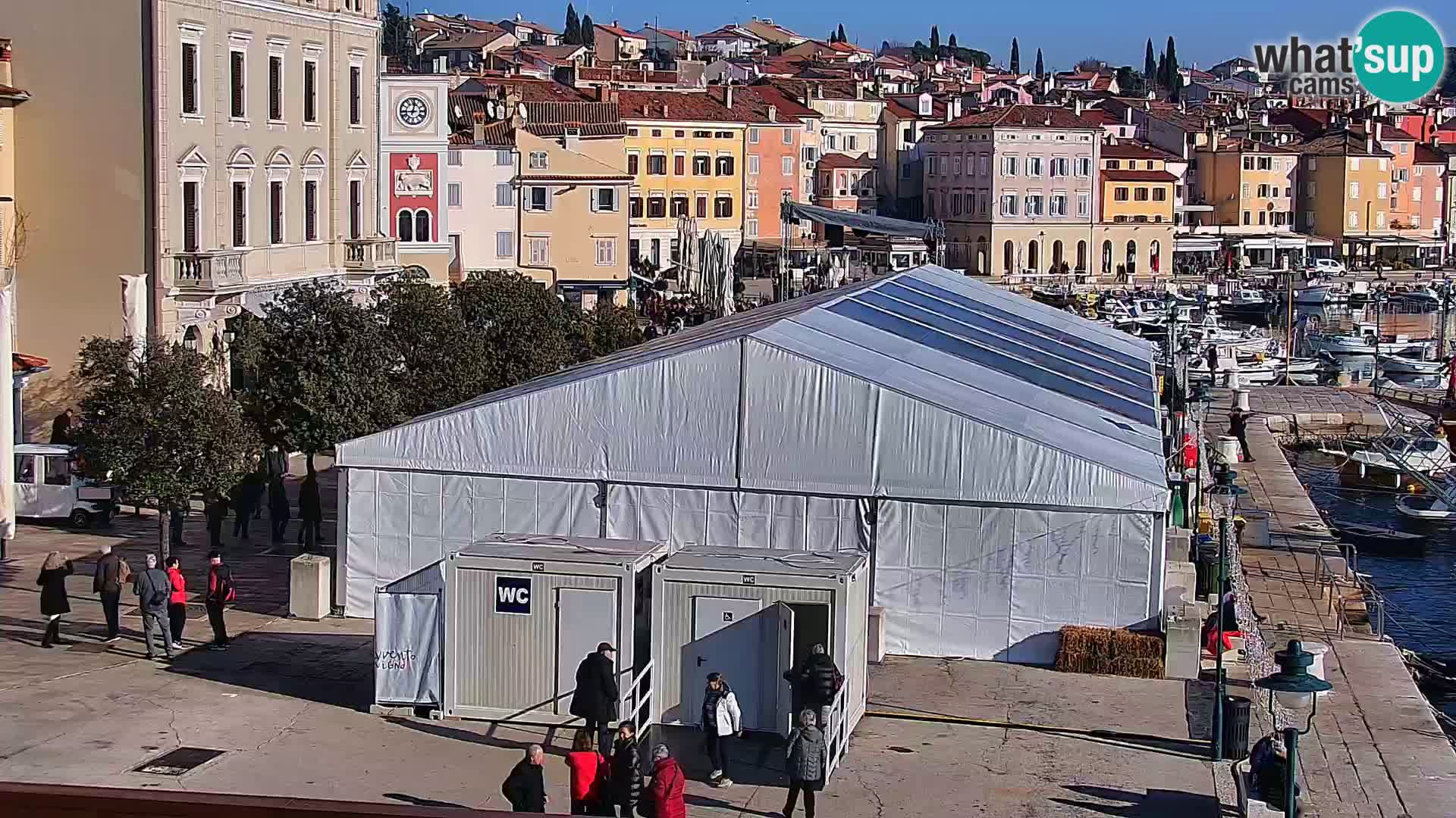 Seaside promenade and marina in Rovinj webcam – Istria – Croatia