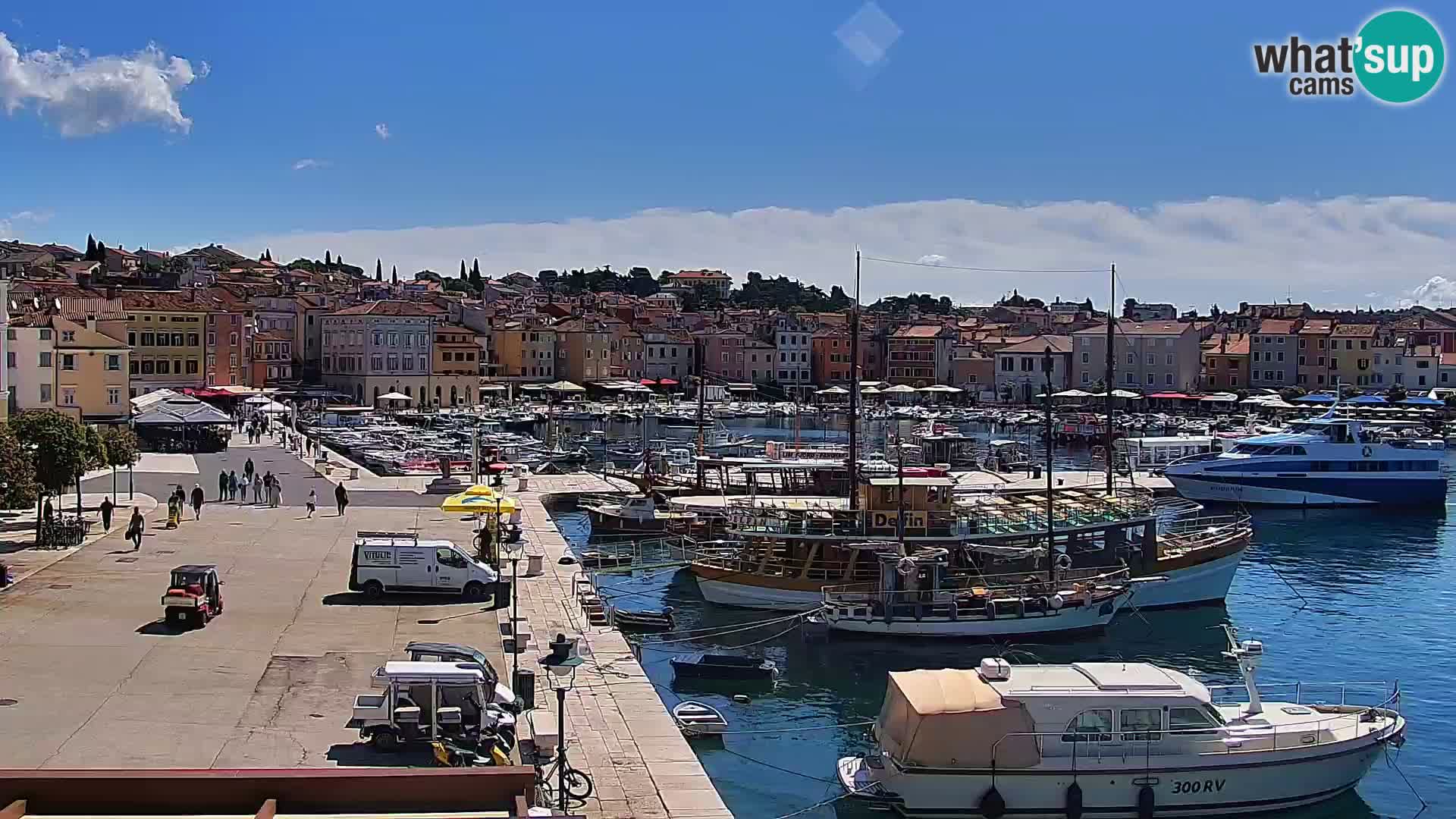 Seaside promenade and marina in Rovinj webcam – Istria – Croatia