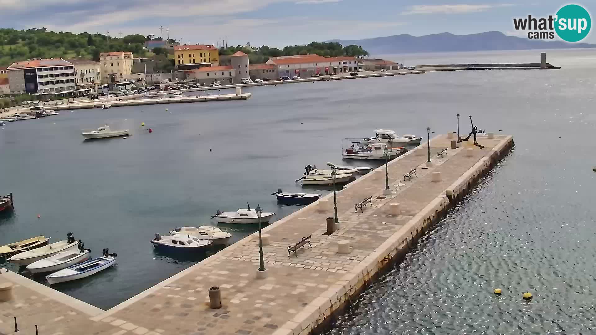 Webcam Senj – Panoramablick auf die Riva Senj