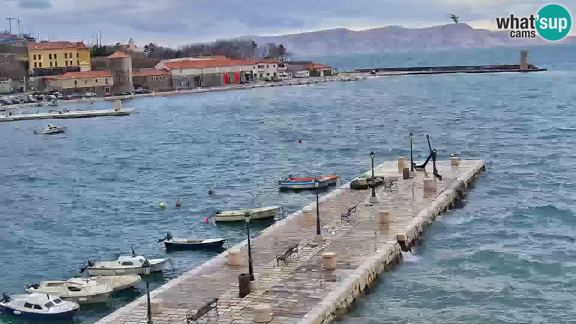 Webcam Senj – Panoramablick auf die Riva Senj