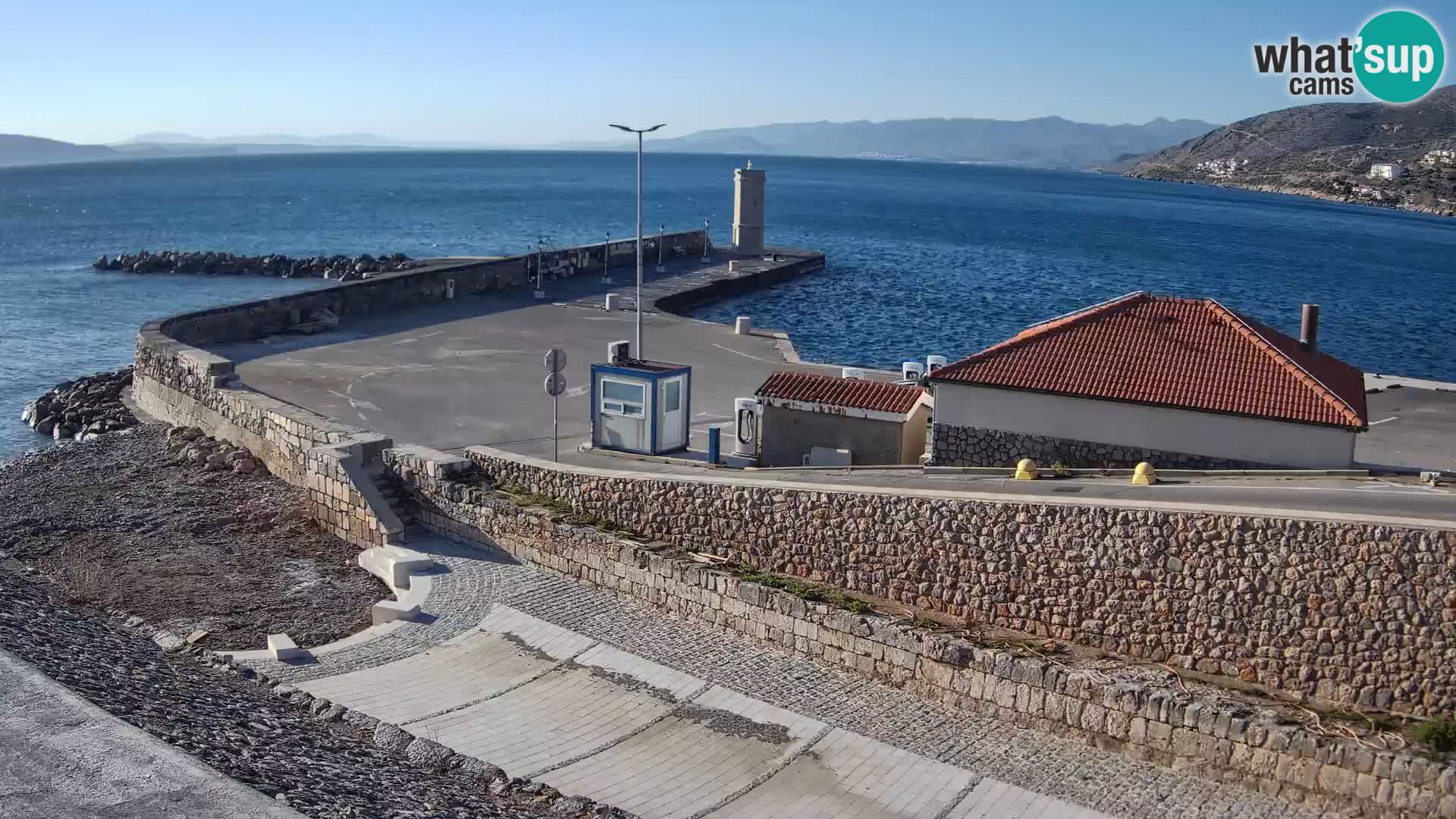 Senj Hafen Webcam – Wellenbrecher & Leuchtturm Liveblick