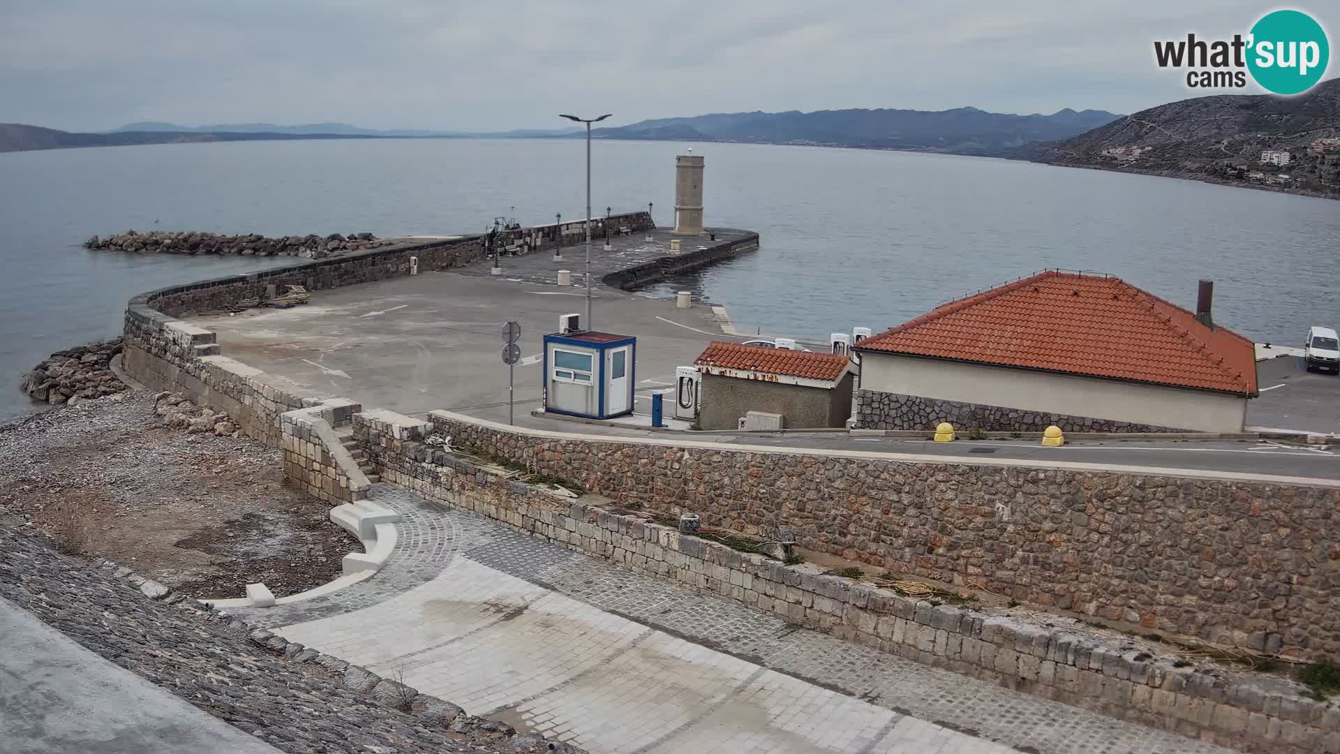 Senj Hafen Webcam – Wellenbrecher & Leuchtturm Liveblick