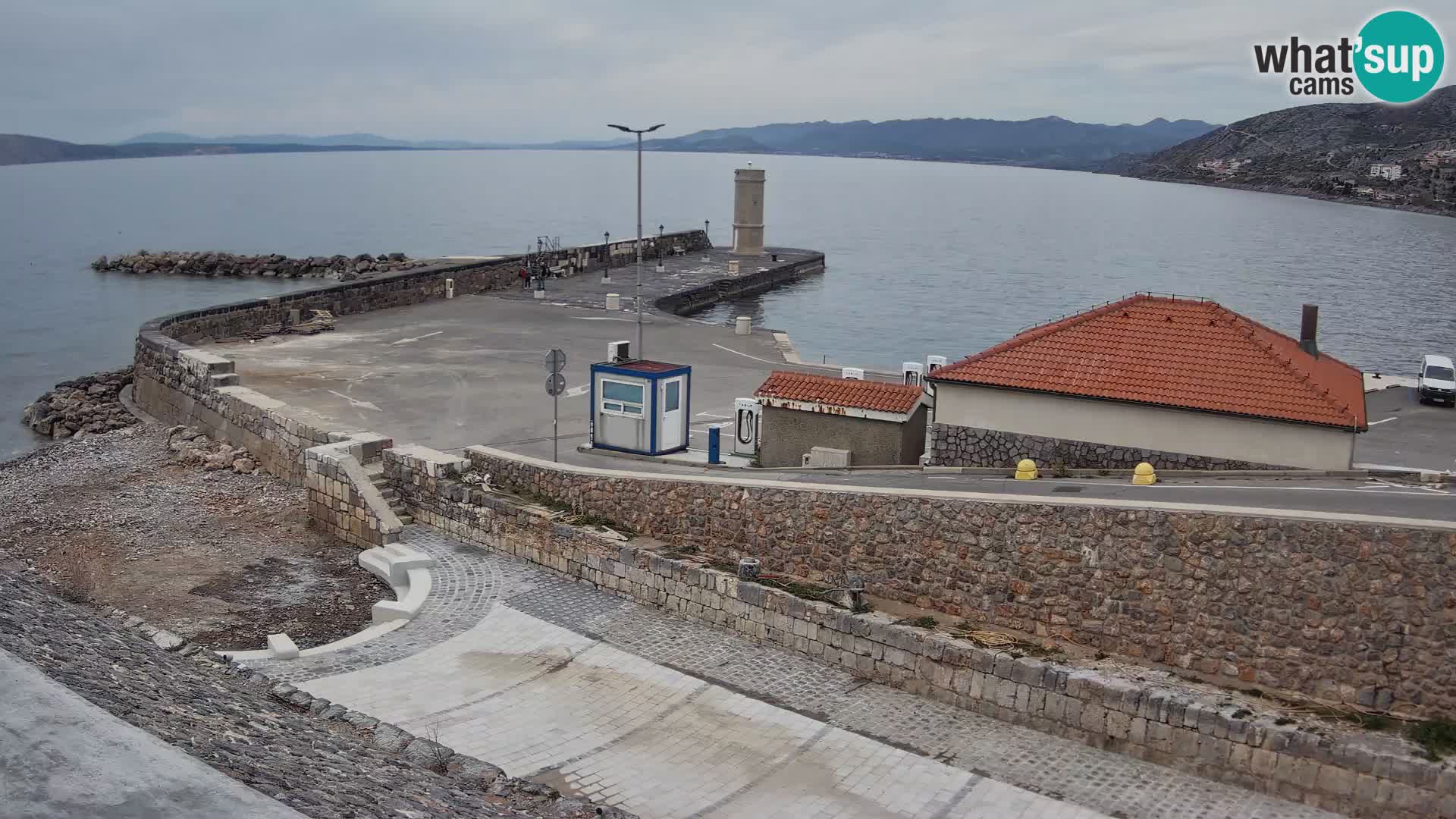 Senj Hafen Webcam – Wellenbrecher & Leuchtturm Liveblick