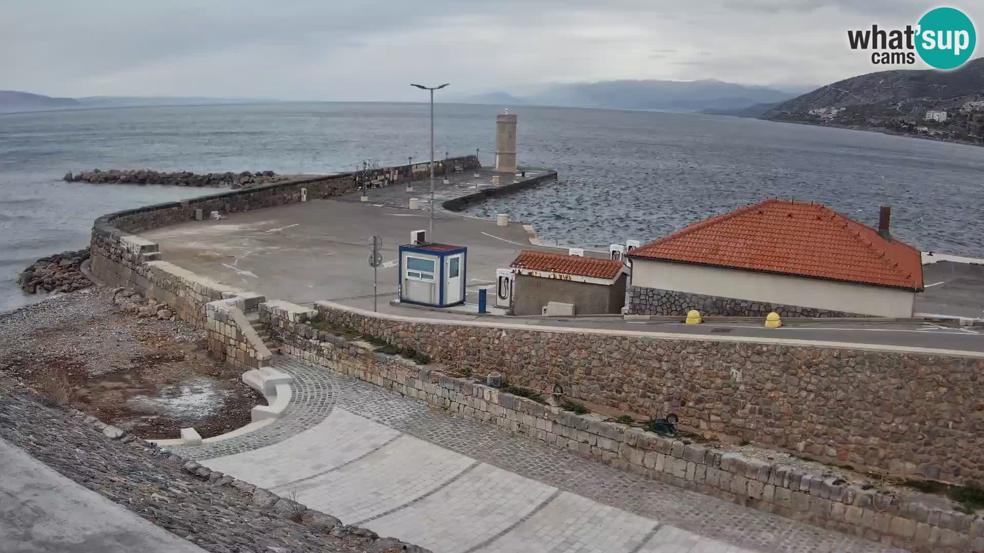 Senj Hafen Webcam – Wellenbrecher & Leuchtturm Liveblick