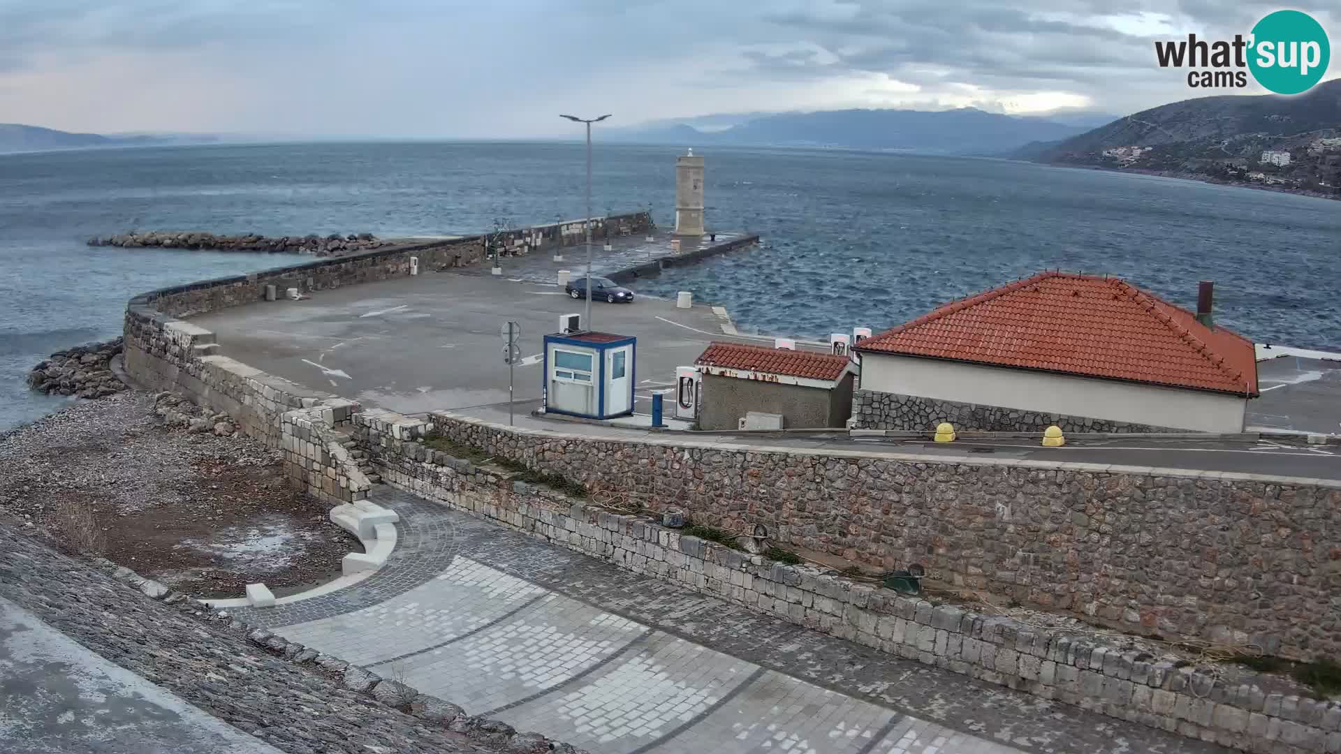 Senj Hafen Webcam – Wellenbrecher & Leuchtturm Liveblick