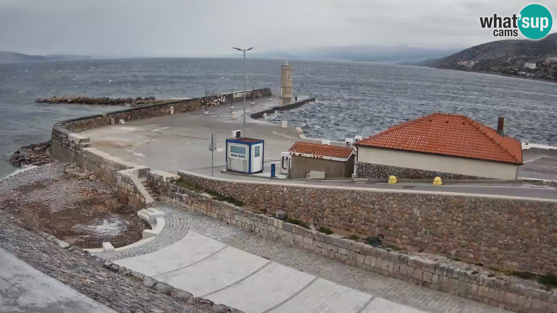 Senj Hafen Webcam – Wellenbrecher & Leuchtturm Liveblick