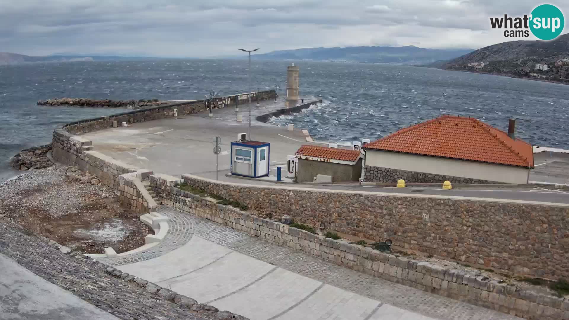 Senj Hafen Webcam – Wellenbrecher & Leuchtturm Liveblick