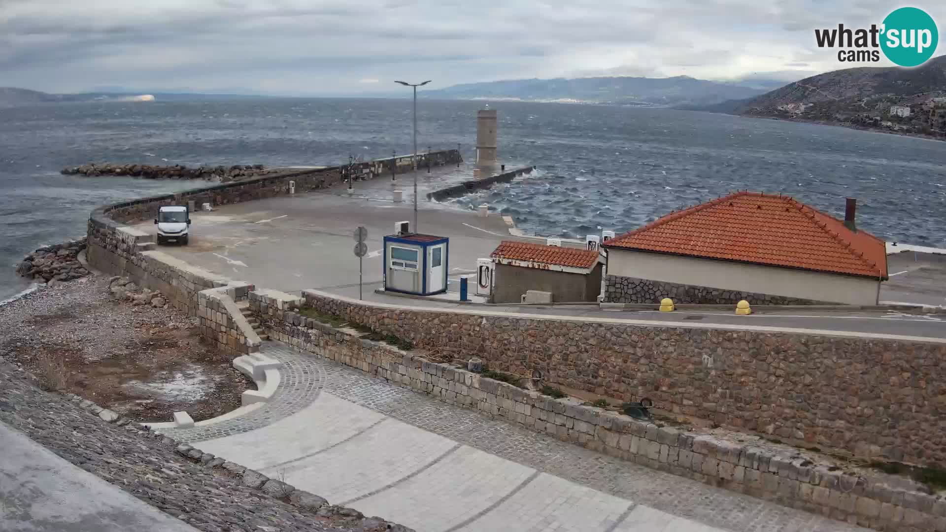 Senj Hafen Webcam – Wellenbrecher & Leuchtturm Liveblick