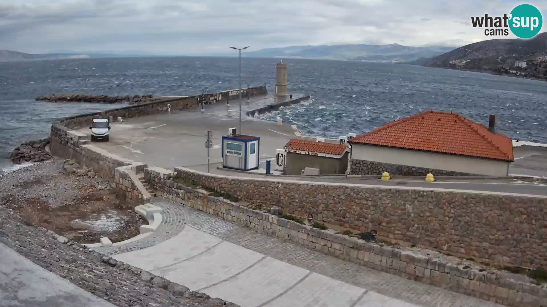 Senj Hafen Webcam – Wellenbrecher & Leuchtturm Liveblick