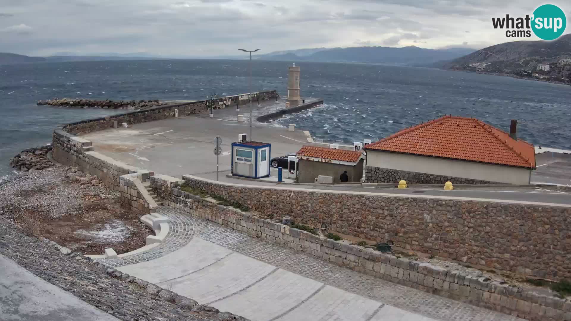 Senj Hafen Webcam – Wellenbrecher & Leuchtturm Liveblick