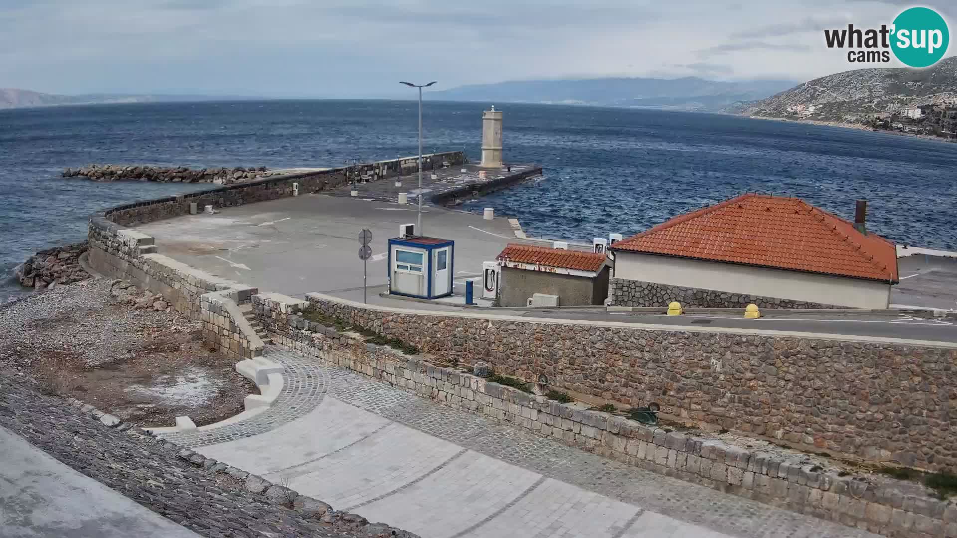 Senj Hafen Webcam – Wellenbrecher & Leuchtturm Liveblick