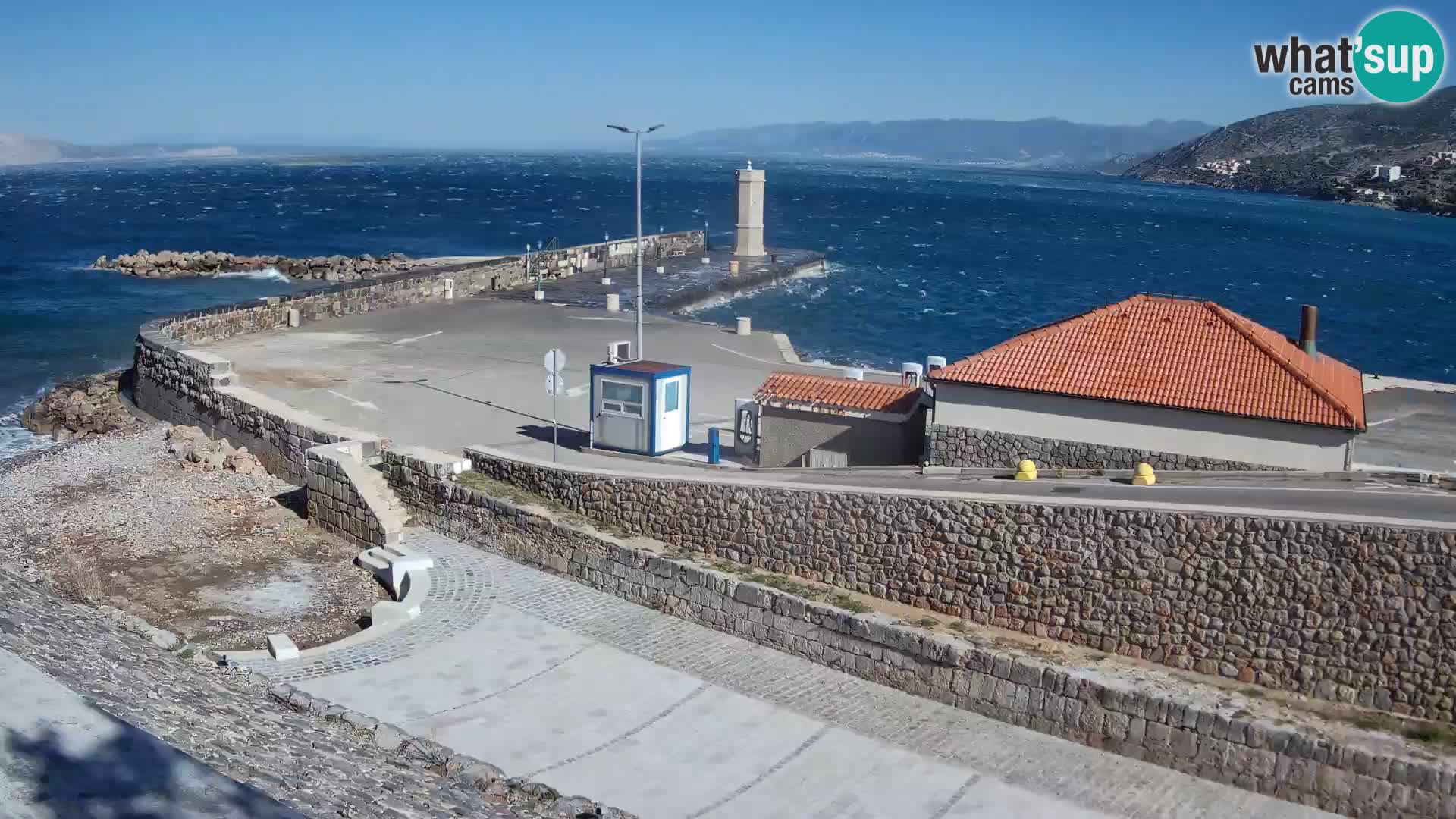 Senj Hafen Webcam – Wellenbrecher & Leuchtturm Liveblick