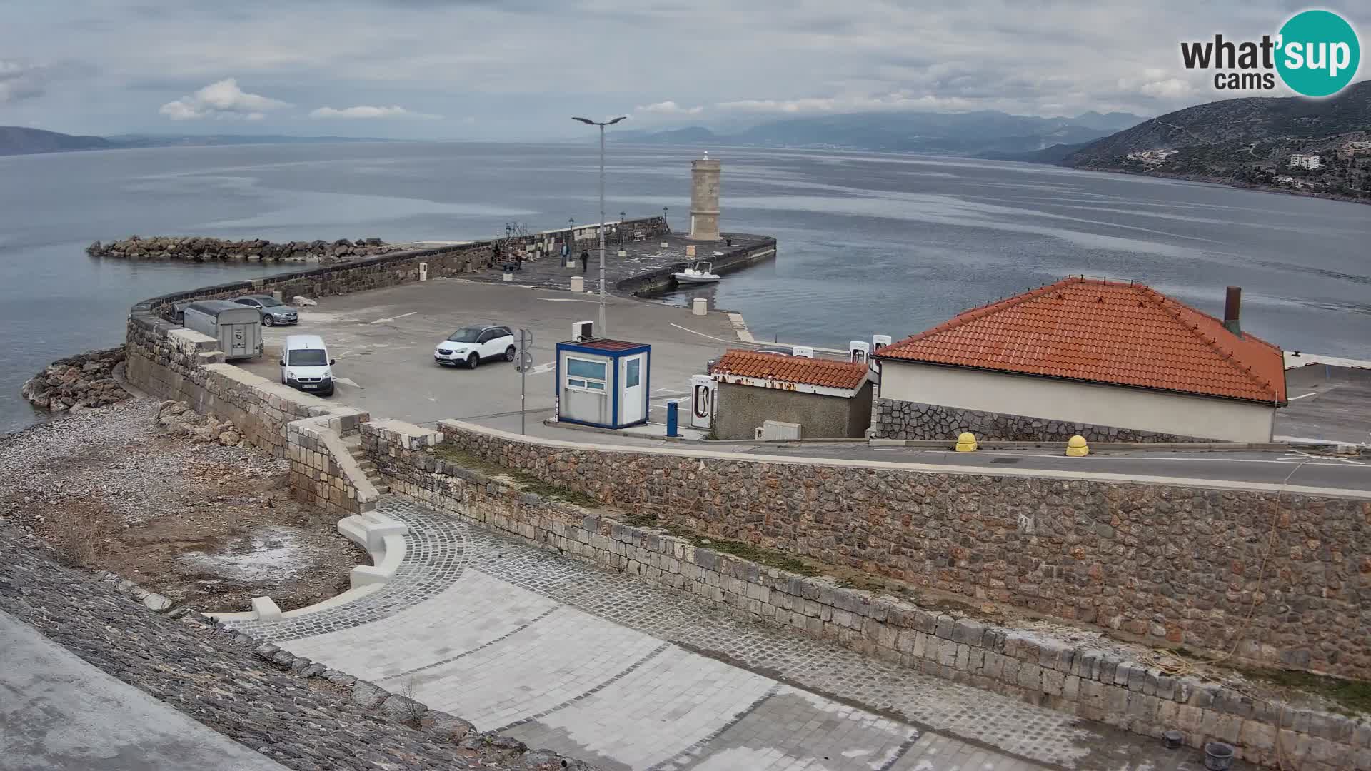 Senj Hafen Webcam – Wellenbrecher & Leuchtturm Liveblick