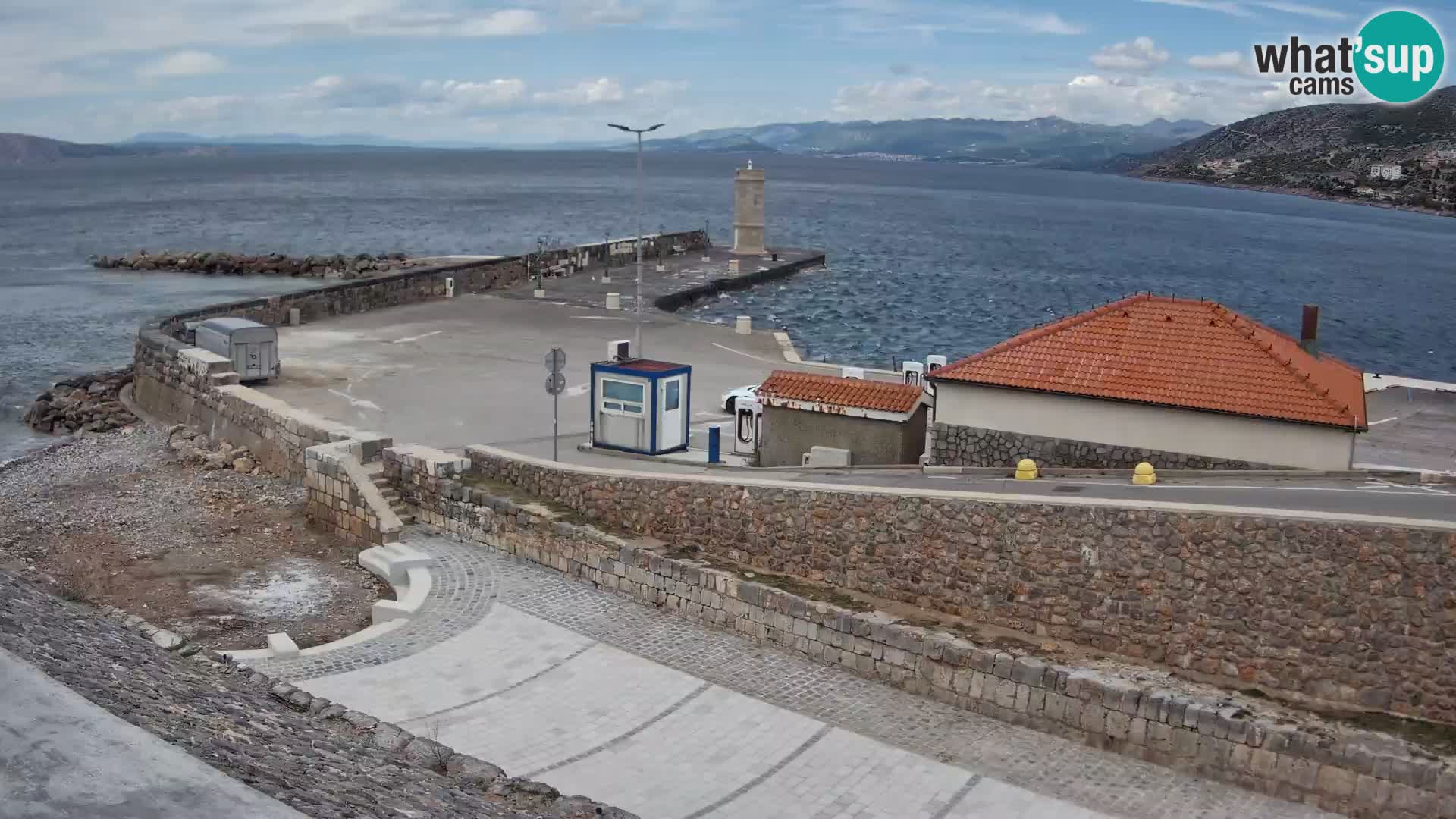 Senj Hafen Webcam – Wellenbrecher & Leuchtturm Liveblick