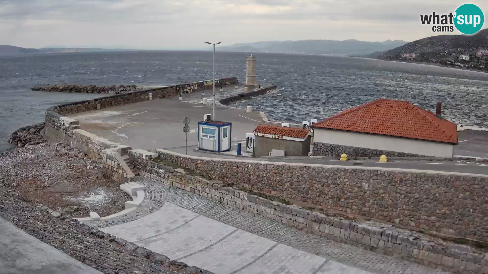 Senj Hafen Webcam – Wellenbrecher & Leuchtturm Liveblick