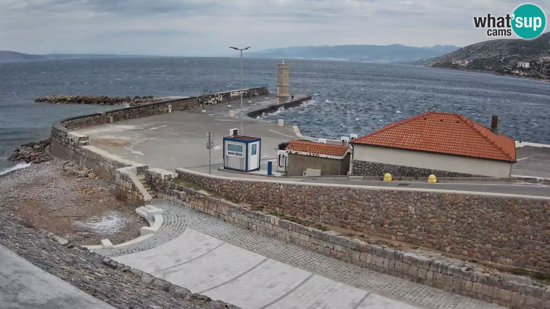Senj Hafen Webcam – Wellenbrecher & Leuchtturm Liveblick