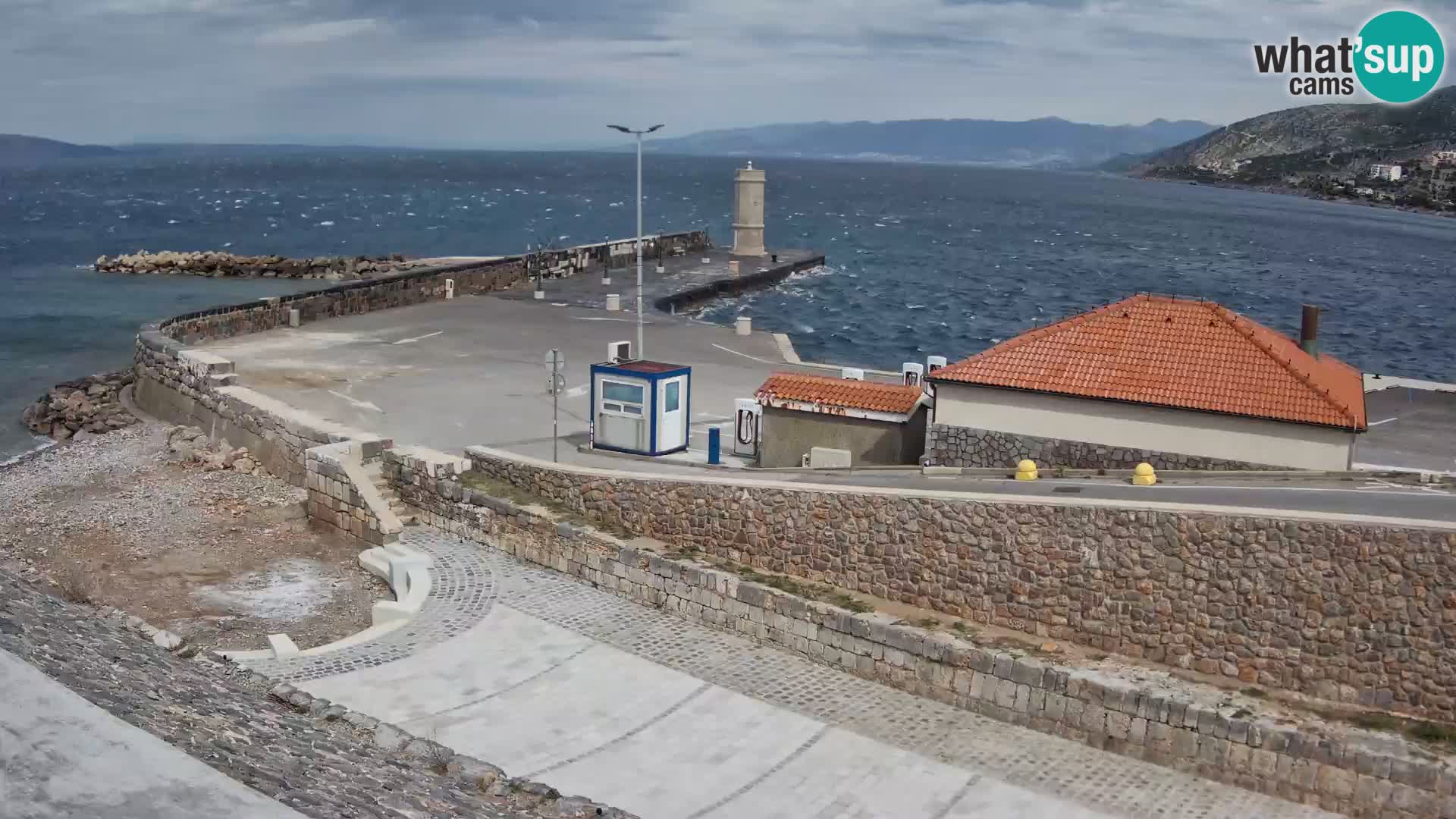 Senj Hafen Webcam – Wellenbrecher & Leuchtturm Liveblick