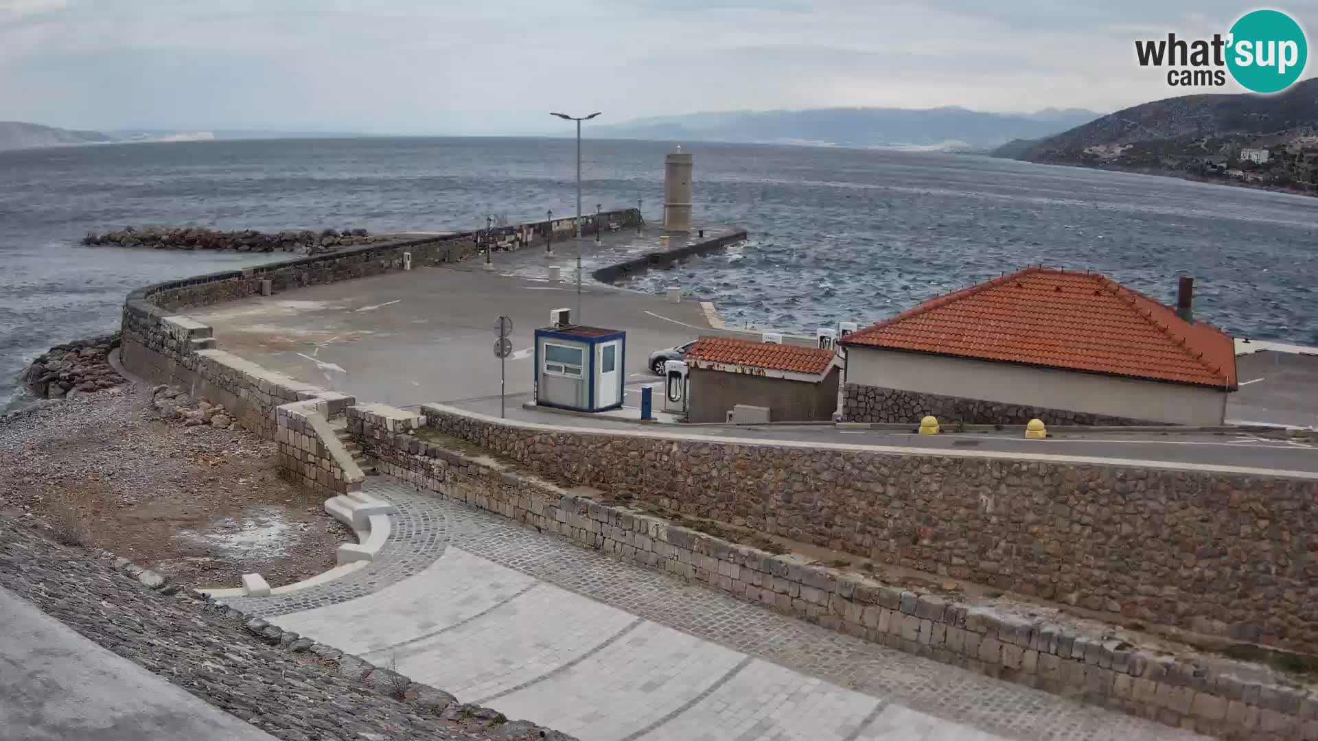 Senj Hafen Webcam – Wellenbrecher & Leuchtturm Liveblick