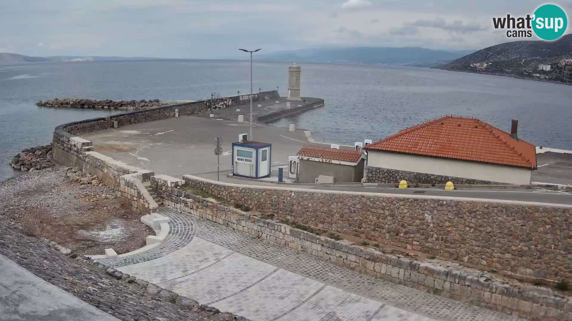 Senj Hafen Webcam – Wellenbrecher & Leuchtturm Liveblick