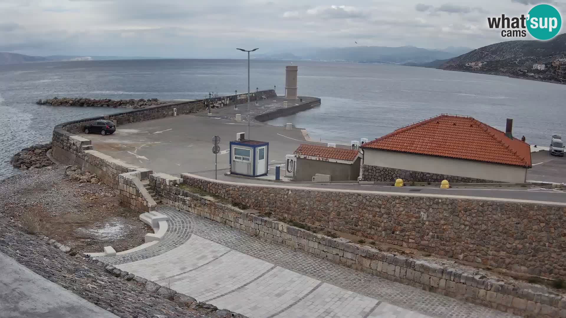 Senj Hafen Webcam – Wellenbrecher & Leuchtturm Liveblick