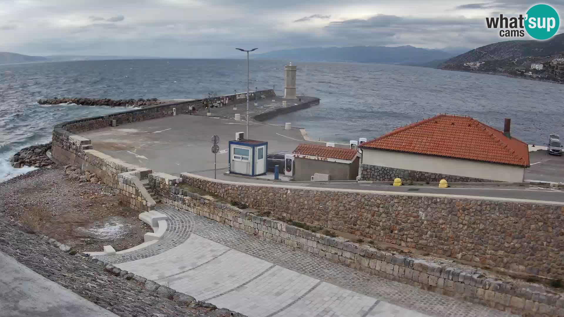 Senj Hafen Webcam – Wellenbrecher & Leuchtturm Liveblick