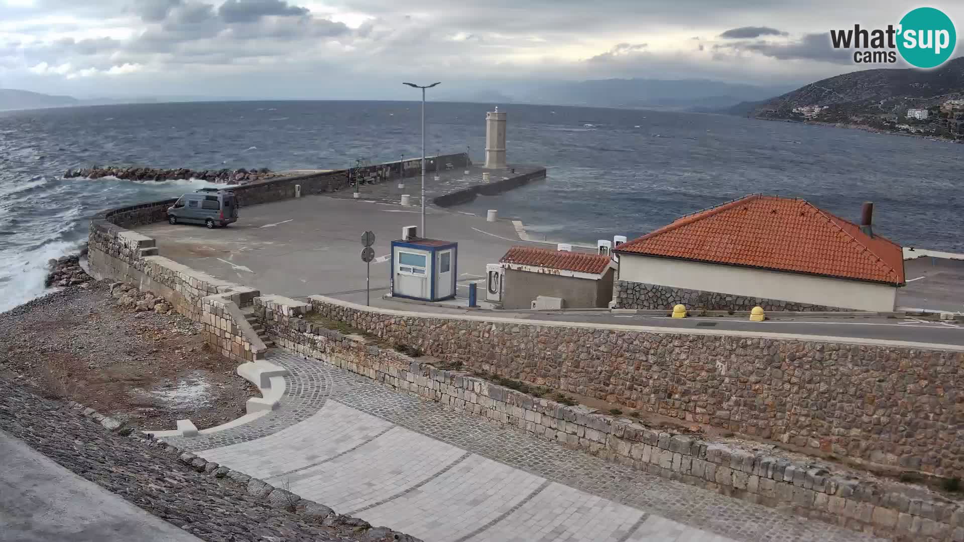 Senj Hafen Webcam – Wellenbrecher & Leuchtturm Liveblick