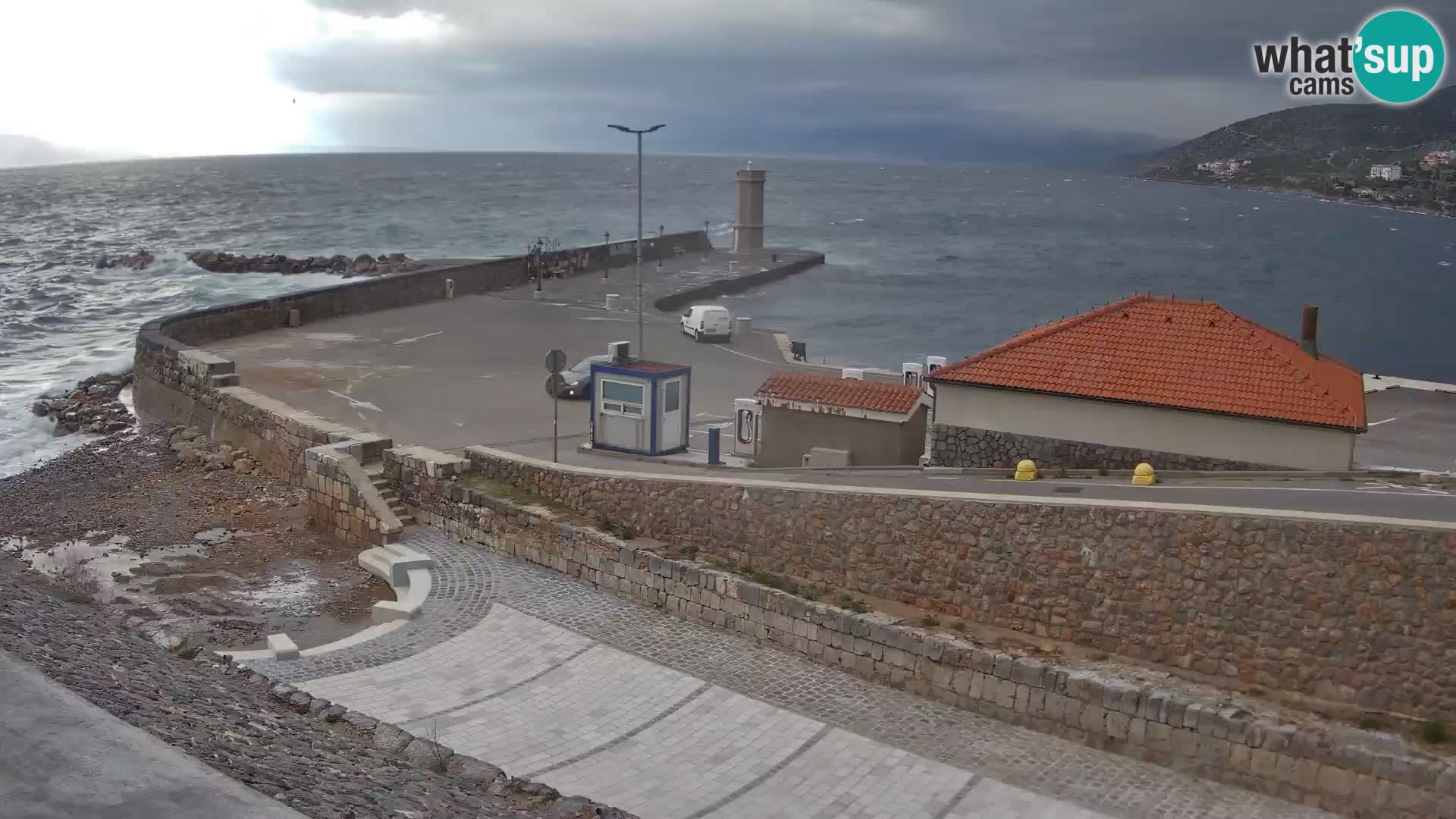 Senj Hafen Webcam – Wellenbrecher & Leuchtturm Liveblick