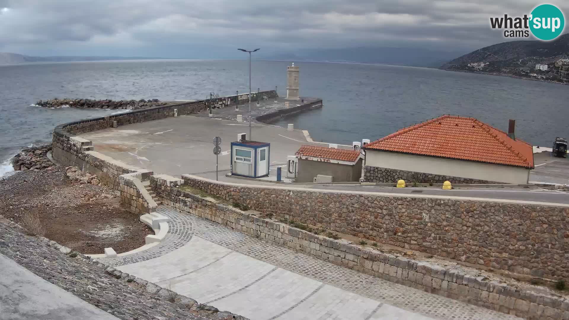 Webcam port de Senj – Vue sur la jetée et le phare