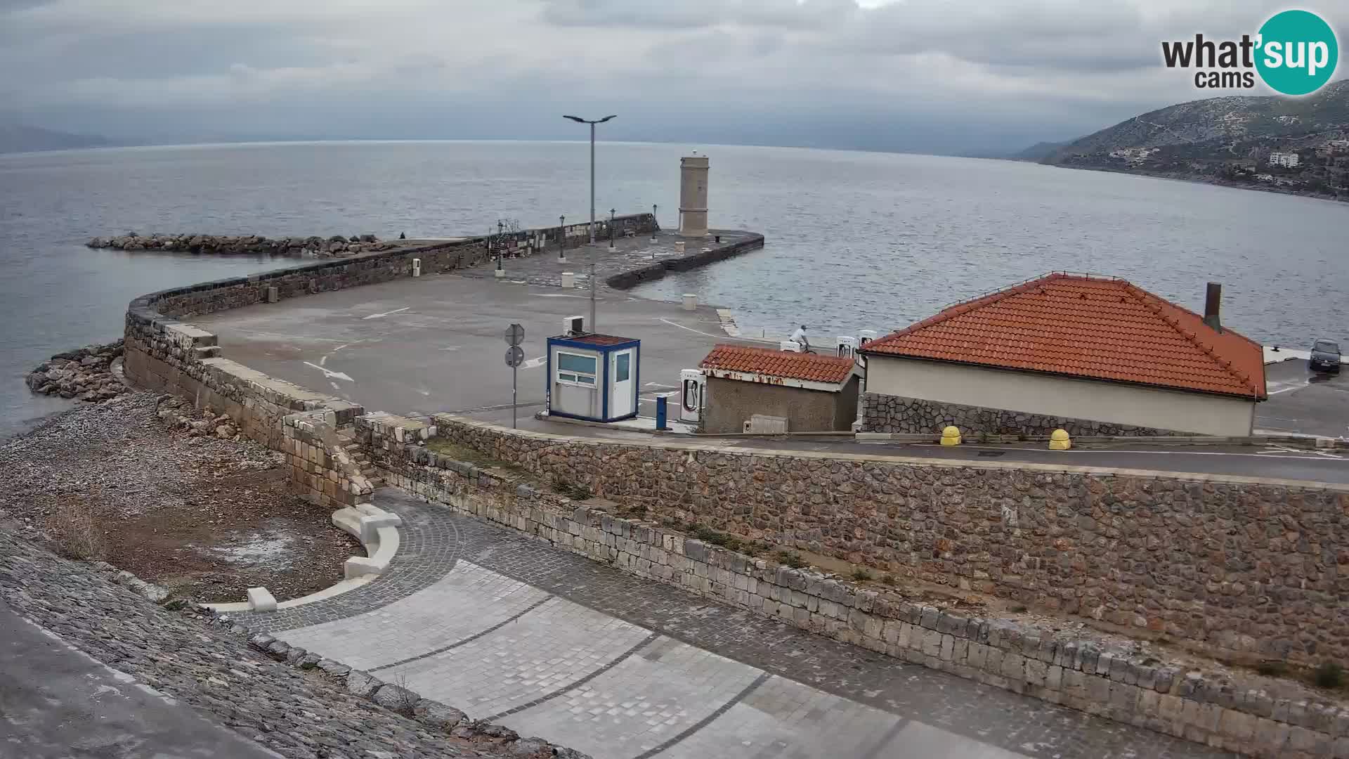 Senj Hafen Webcam – Wellenbrecher & Leuchtturm Liveblick
