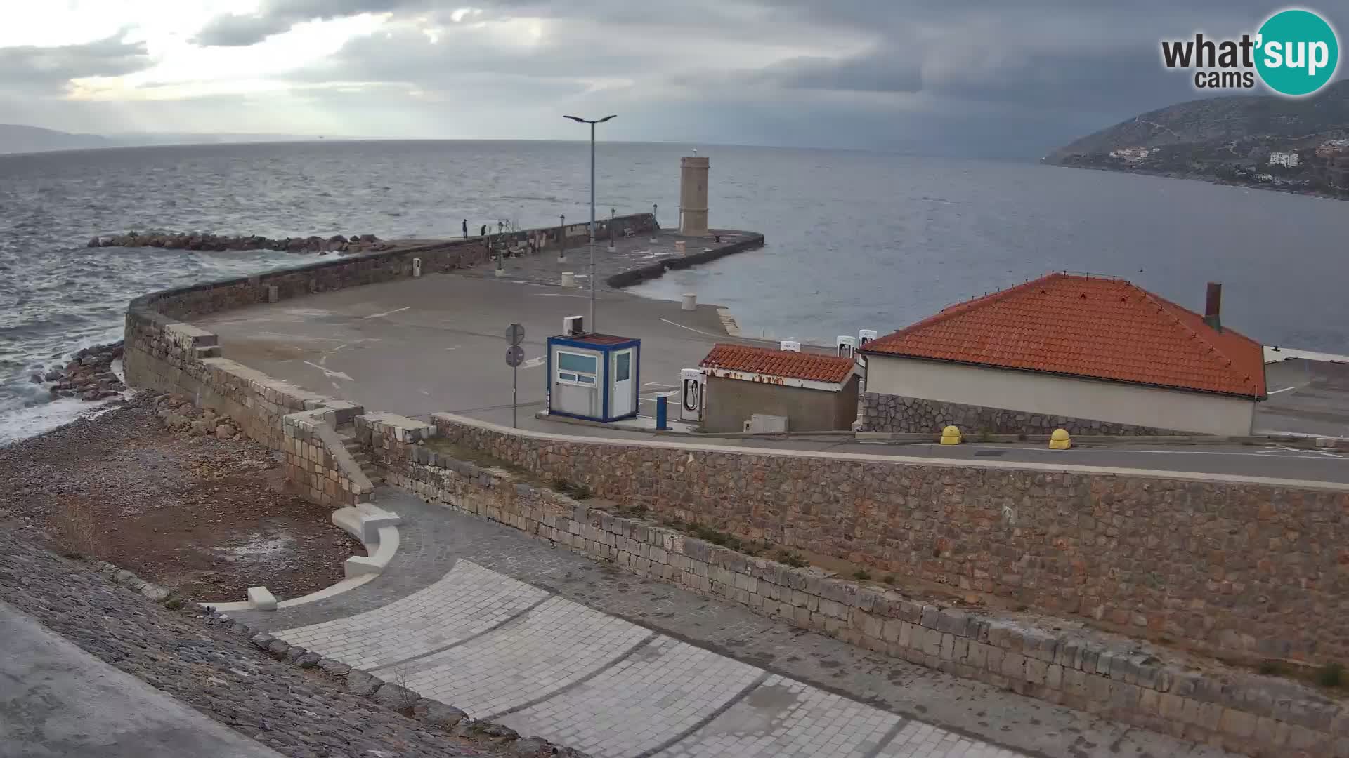 Senj Hafen Webcam – Wellenbrecher & Leuchtturm Liveblick