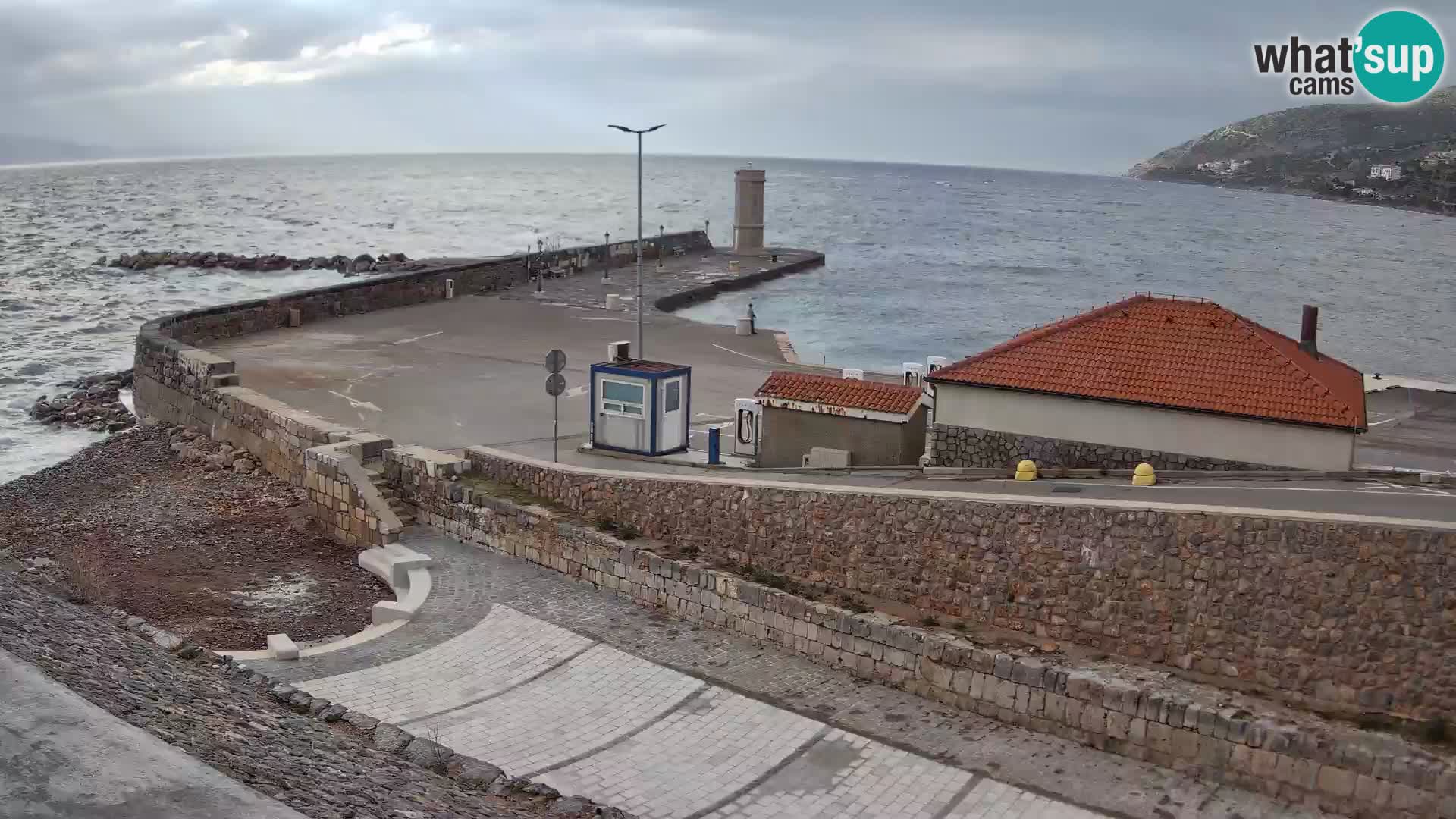 Senj Hafen Webcam – Wellenbrecher & Leuchtturm Liveblick