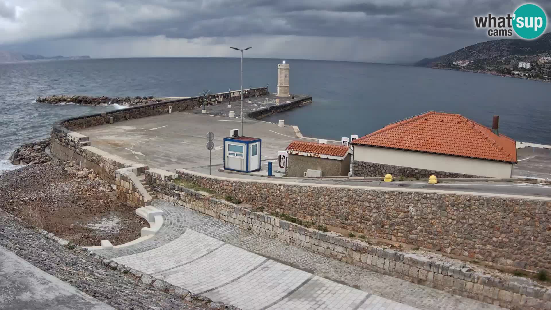 Senj Hafen Webcam – Wellenbrecher & Leuchtturm Liveblick
