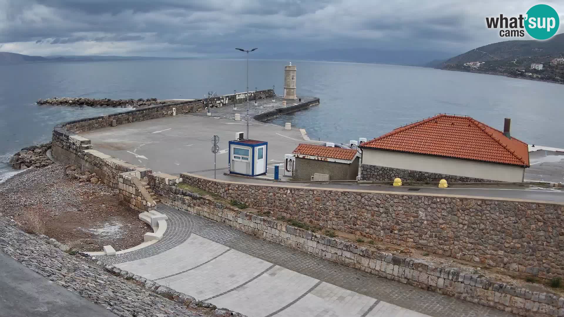 Senj Hafen Webcam – Wellenbrecher & Leuchtturm Liveblick