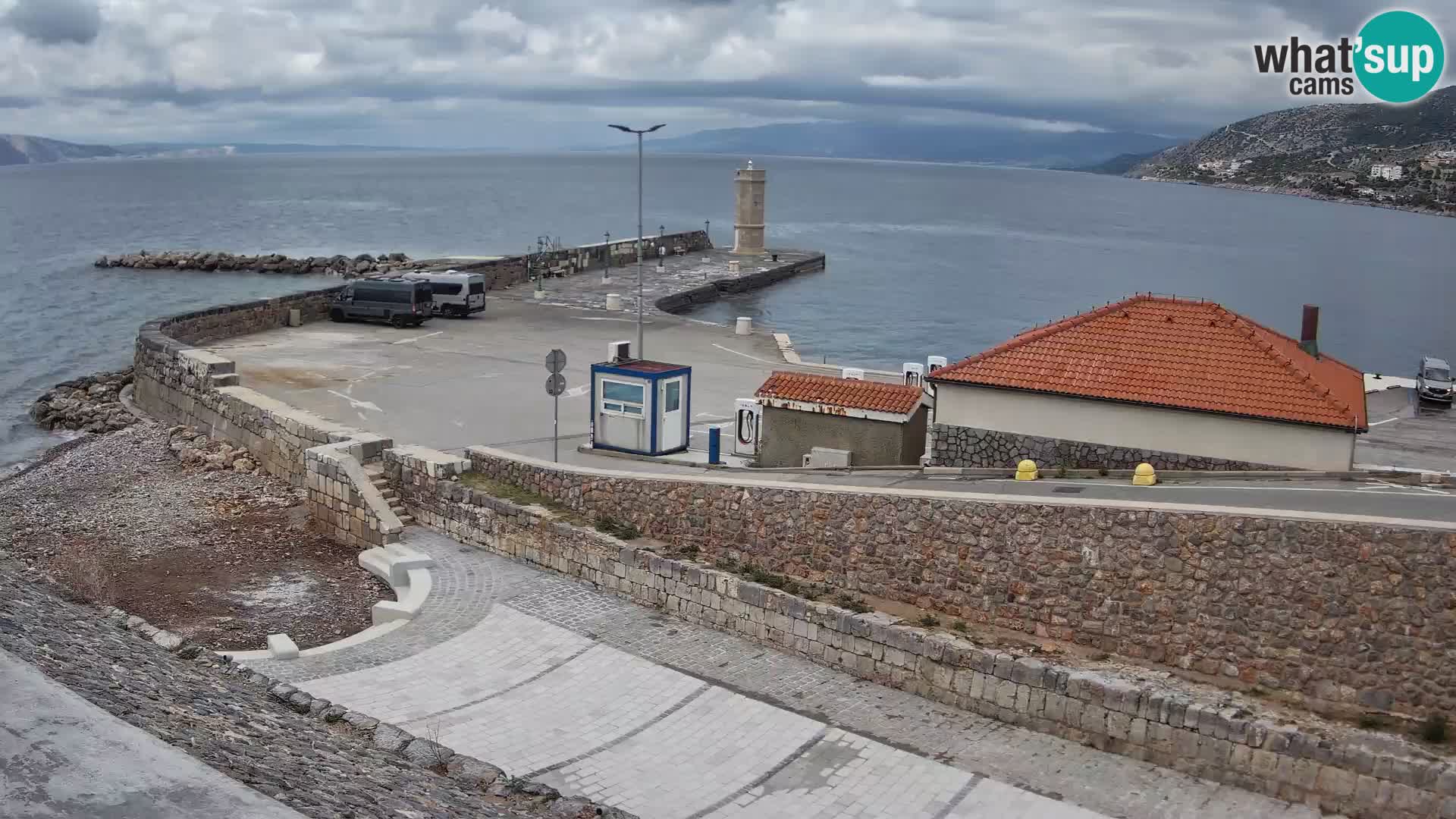 Senj Hafen Webcam – Wellenbrecher & Leuchtturm Liveblick