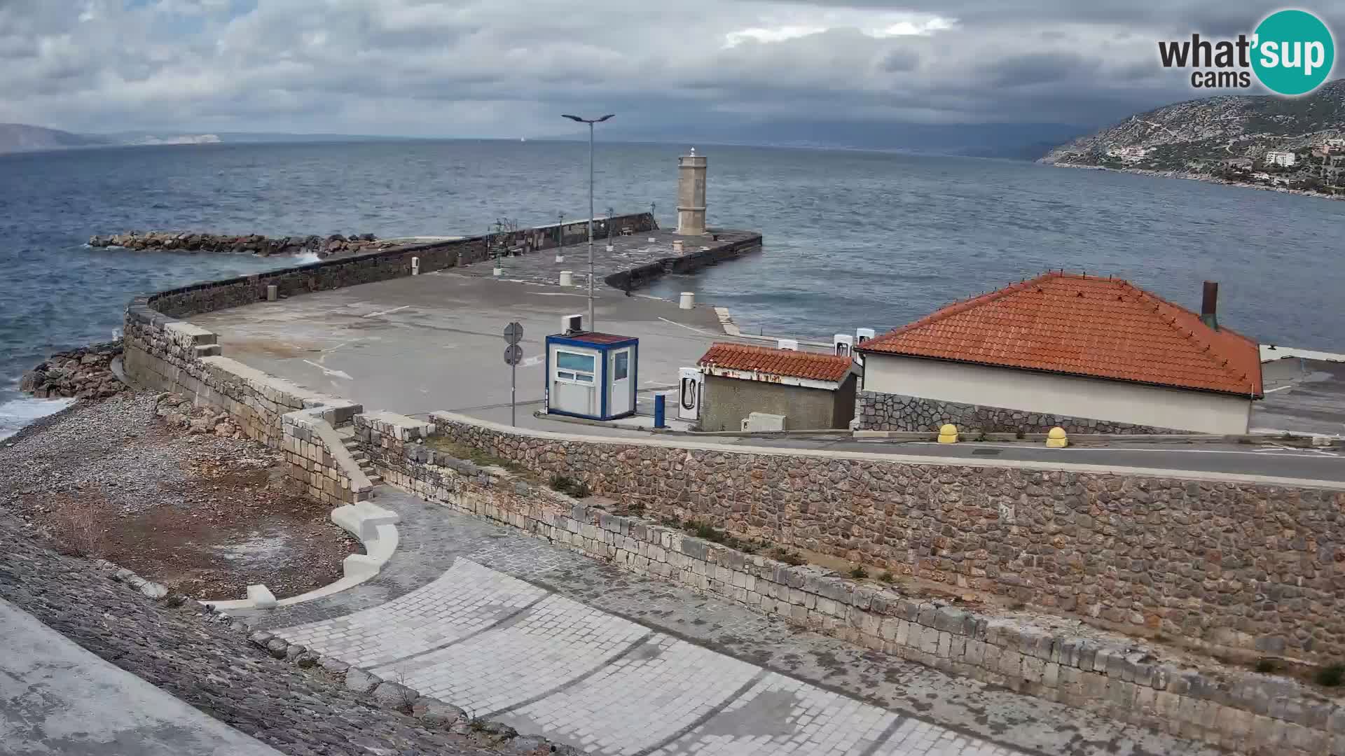 Senj Hafen Webcam – Wellenbrecher & Leuchtturm Liveblick