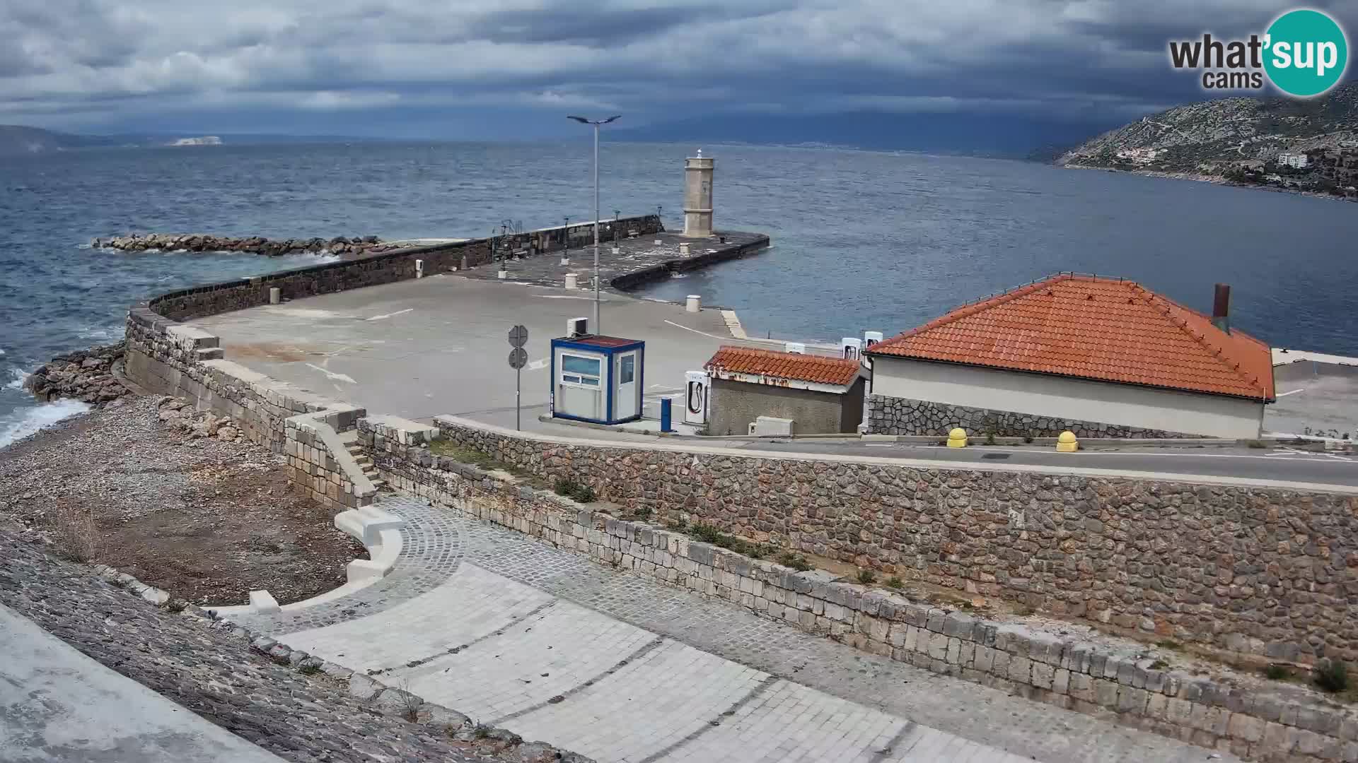 Senj Hafen Webcam – Wellenbrecher & Leuchtturm Liveblick