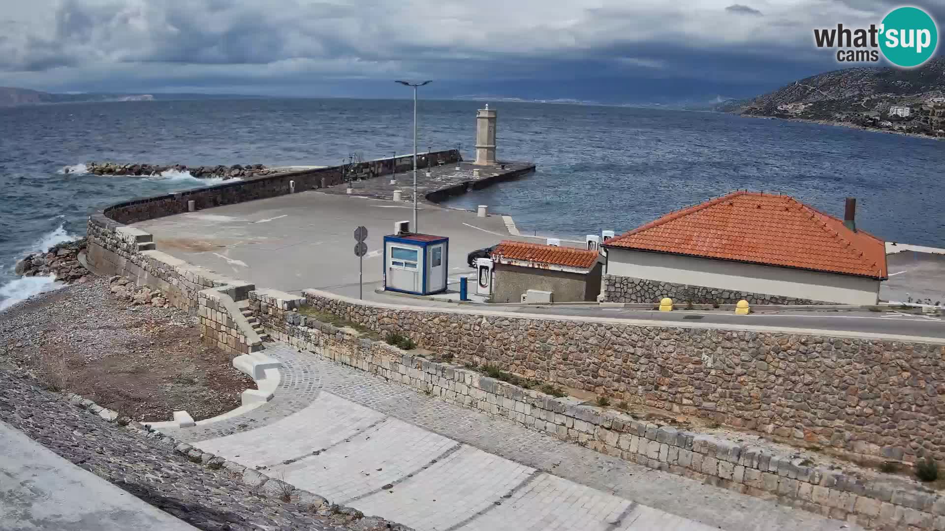 Webcam port de Senj – Vue sur la jetée et le phare