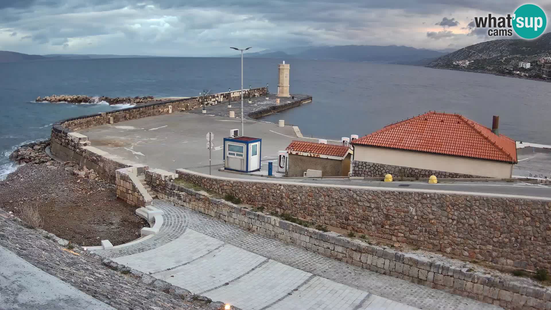 Senj Hafen Webcam – Wellenbrecher & Leuchtturm Liveblick