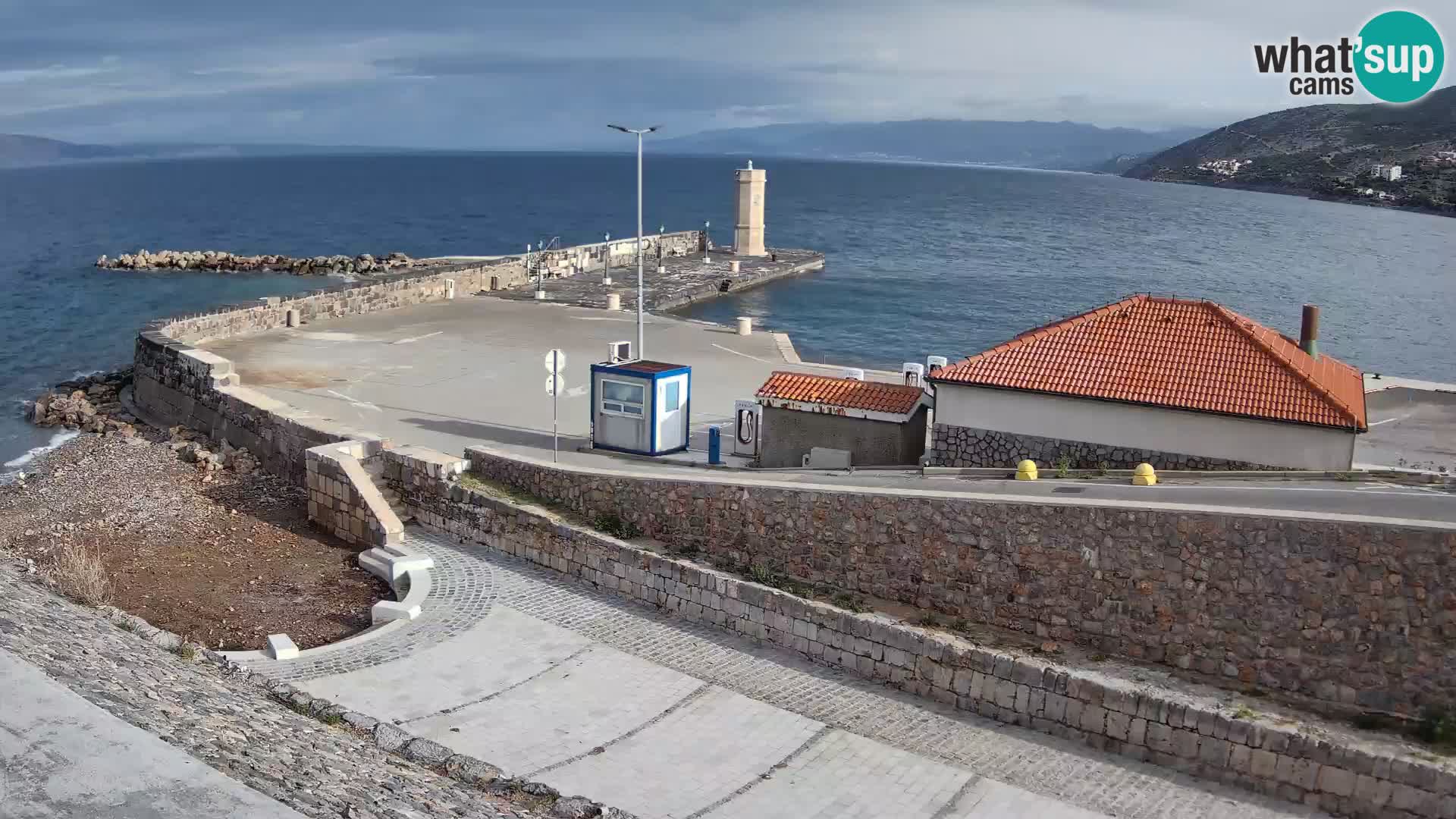 Senj Hafen Webcam – Wellenbrecher & Leuchtturm Liveblick