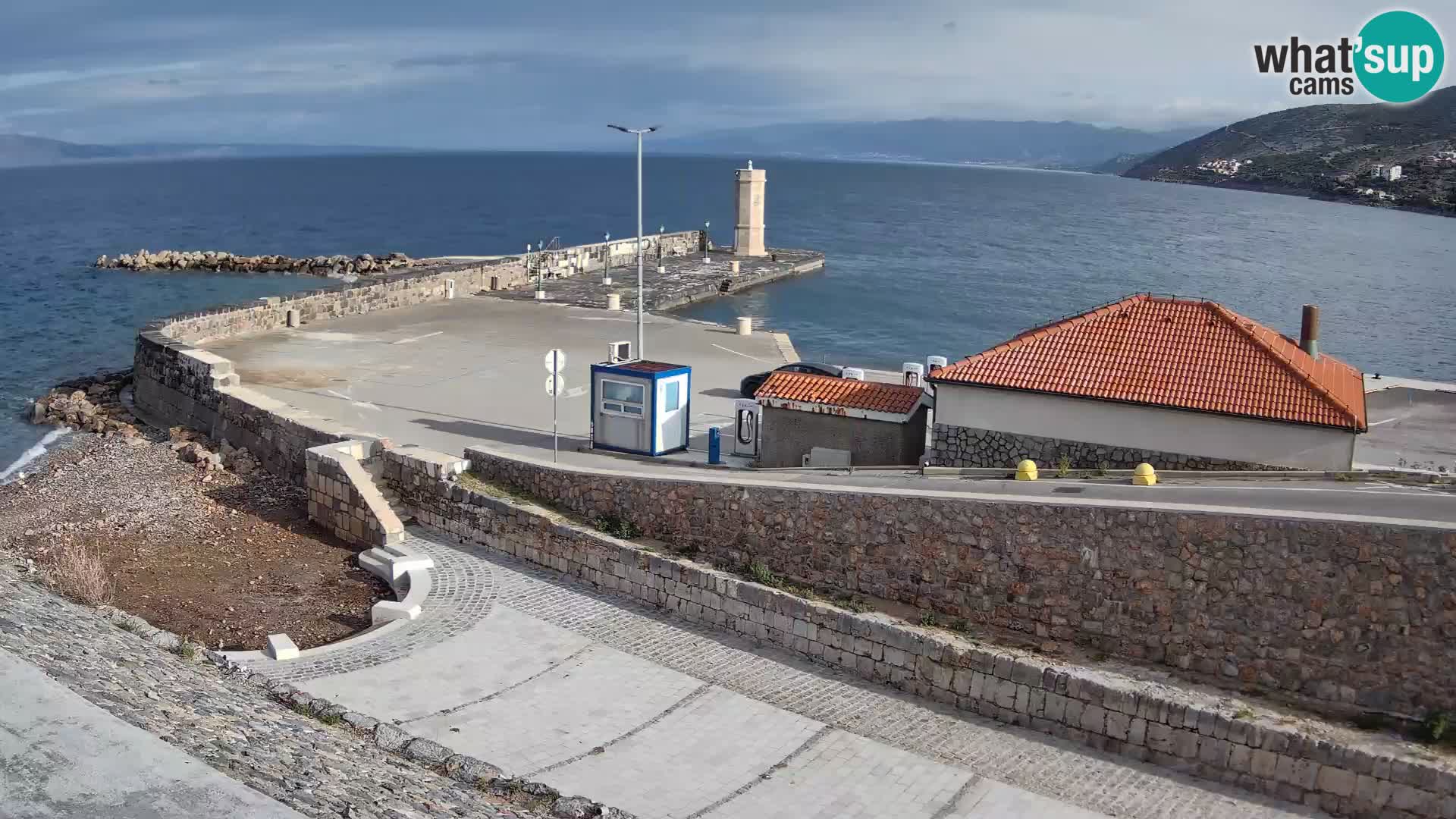 Senj Hafen Webcam – Wellenbrecher & Leuchtturm Liveblick