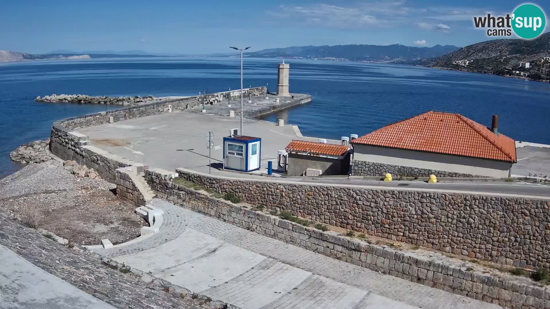 Senj Hafen Webcam – Wellenbrecher & Leuchtturm Liveblick