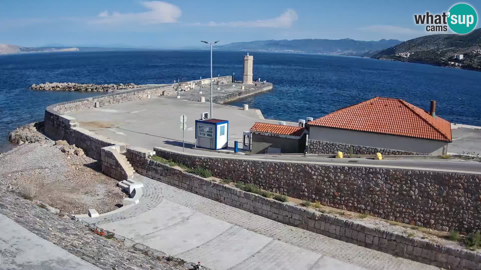 Senj Hafen Webcam – Wellenbrecher & Leuchtturm Liveblick