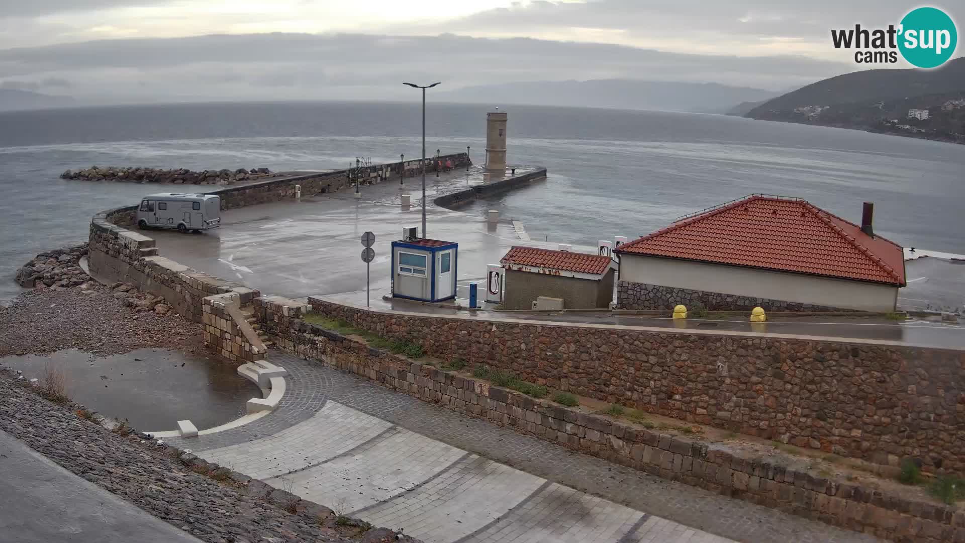 Senj Hafen Webcam – Wellenbrecher & Leuchtturm Liveblick