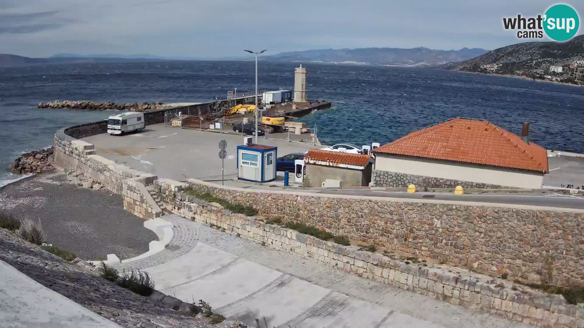Senj Hafen Webcam – Wellenbrecher & Leuchtturm Liveblick